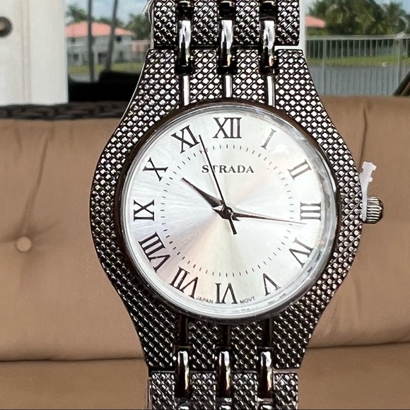 STRADA Dark Silvertone Watch with Stainless Back - Picture 7 of 10